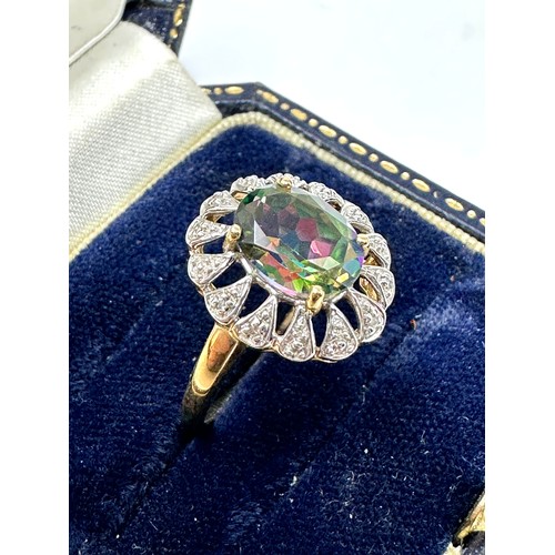 227 - 9ct  Gold Diamond And Mystic Topaz  Ring (2.8g)