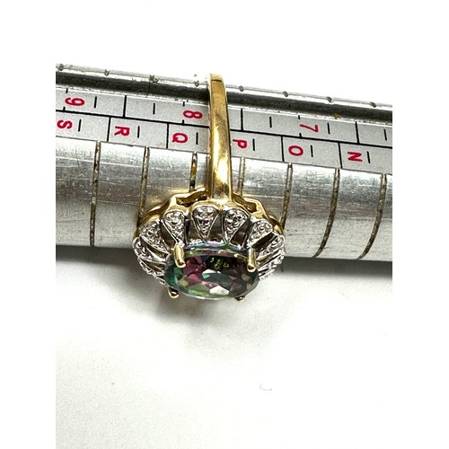 227 - 9ct  Gold Diamond And Mystic Topaz  Ring (2.8g)