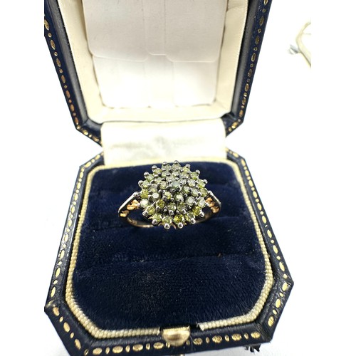 231 - 9ct Gold Enhanced Green Diamond ring 3g)