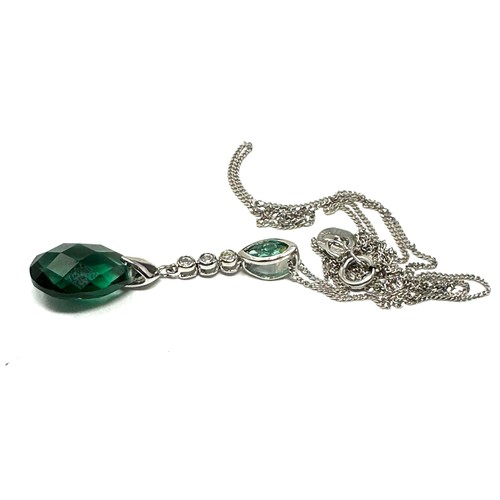 299 - 9ct White Gold  Green Quartz Pendant Necklace (1.9g)