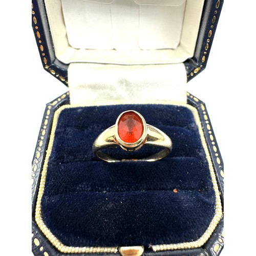 298 - 9ct Gold Orange Paste Single Stone Ring (1.8g)