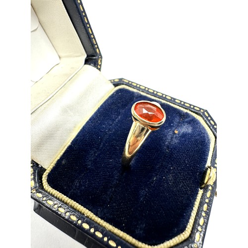 298 - 9ct Gold Orange Paste Single Stone Ring (1.8g)