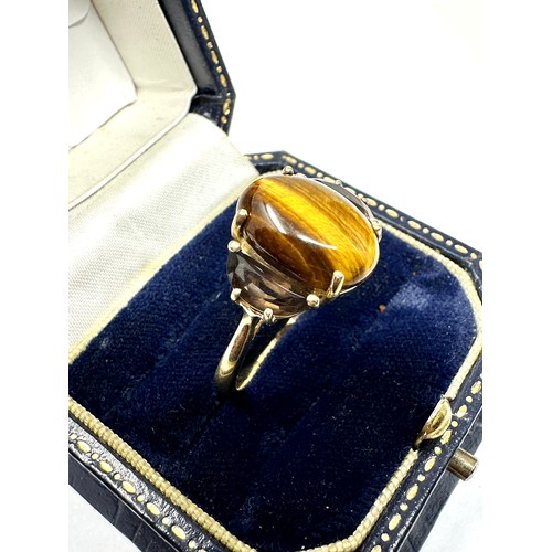 234 - 9ct Gold Tiger's Eye And Smoky Quartz Ring (3.9g)