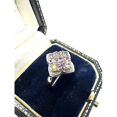 186 - 9ct White Gold  gemset  & diamond Ring With  (3.9g)