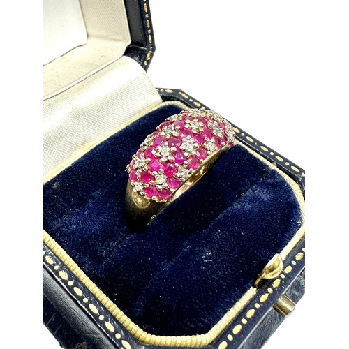 315 - 9ct Gold Diamond & Ruby Dress Ring (4.4g)