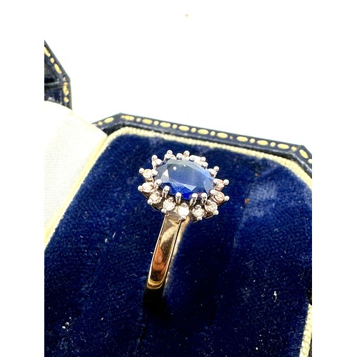 334 - 9ct Gold Diamond & Sapphire  Ring (2.5g)