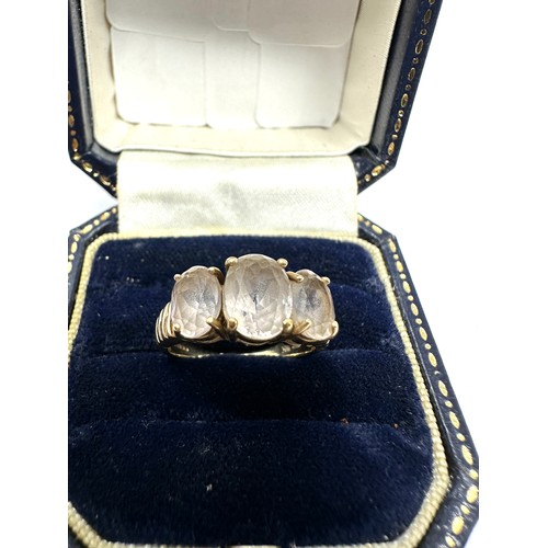 310 - 9ct Gold Spodumene Three Stone Ring (3.3g)