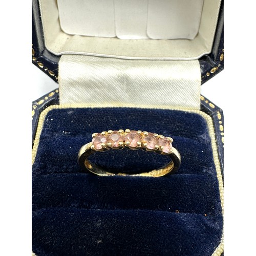 308 - 9ct Gold Pink Gemstone Five Stone Ring (2.3g)