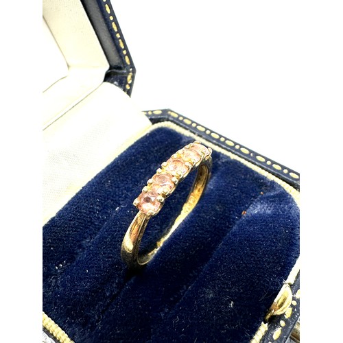 308 - 9ct Gold Pink Gemstone Five Stone Ring (2.3g)