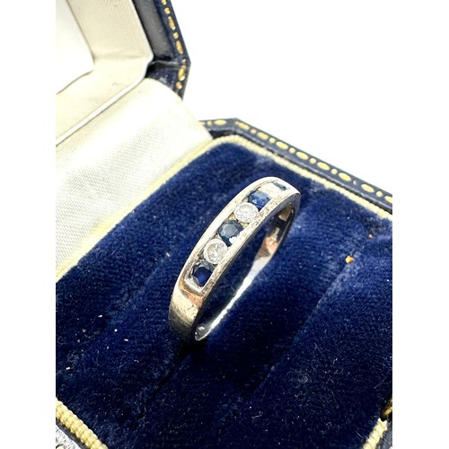 337 - 9ct White Gold Diamond & Sapphire Ring (1.9g)