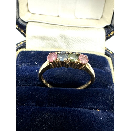 316 - 9ct Gold Sapphire & Pink Sapphire Ring (2g) split shank