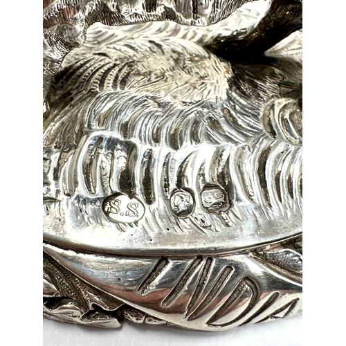 79 - Victorian silver Lion finial for tureen or meat dome victorian silver hallmarks maker S.S measures a... 