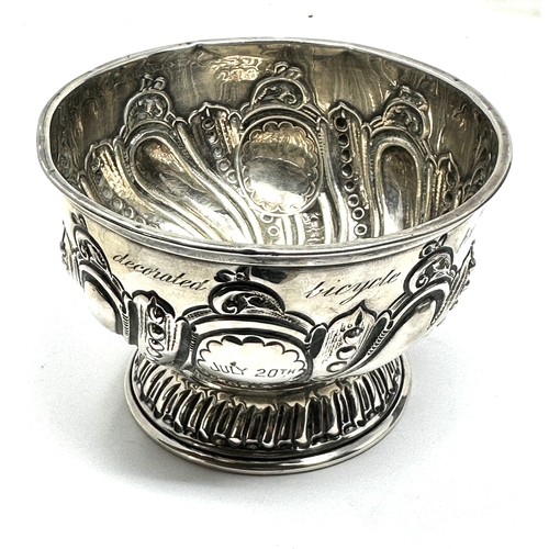 77 - Antique silver presentation bowl measures approx 11cm dia height 7cm weight 101g