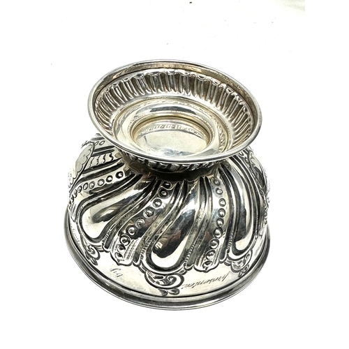 77 - Antique silver presentation bowl measures approx 11cm dia height 7cm weight 101g