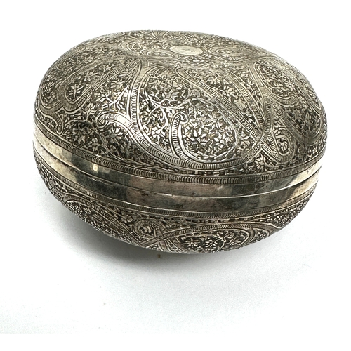 74 - Eastern silver lidded bowl measures approx 9cm dia height approx 6cm weight 132g