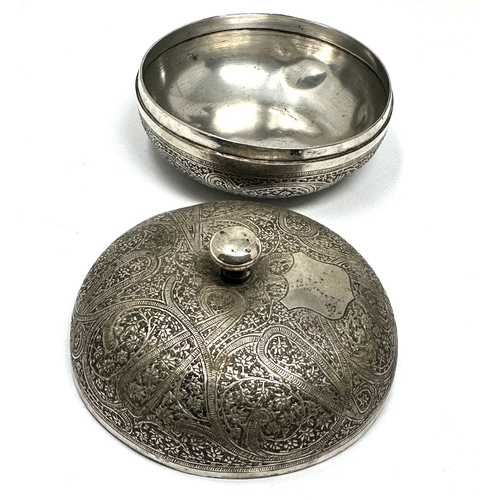 74 - Eastern silver lidded bowl measures approx 9cm dia height approx 6cm weight 132g