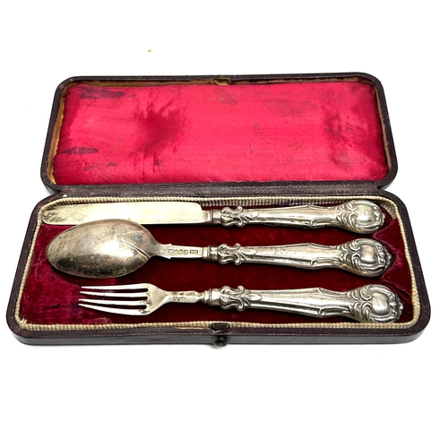 75 - Antique Victorian silver christening set boxed