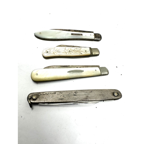 80 - 4 antique silver fruit knives