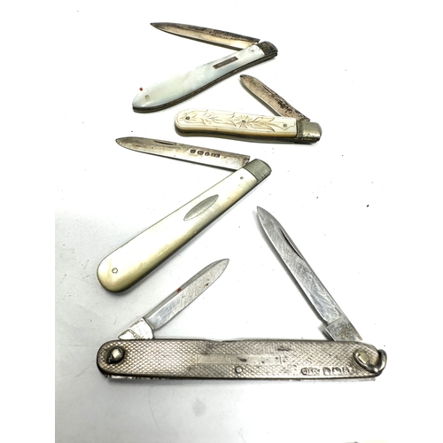 80 - 4 antique silver fruit knives