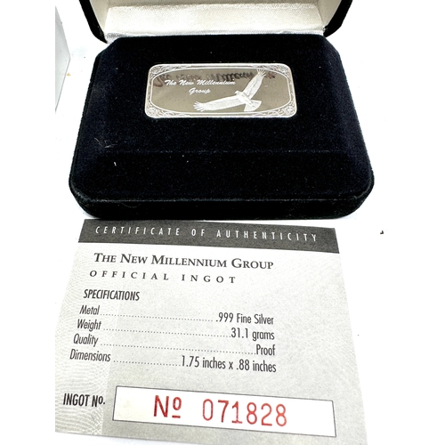 56 - Boxed the new millennium fine silver .999 ingot c.o.a