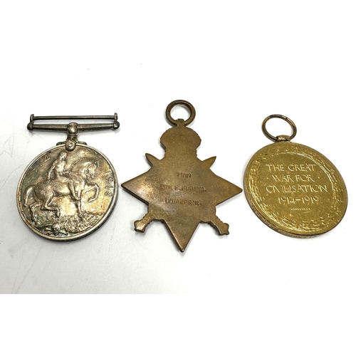 26 - ww1 mons star trio medals to 7100 pte.f.fisher 1st hampshire regiment