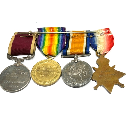 28 - ww1 mons star medal trio & long service medal group  to r-24674 sjt w.o cl.2 e.annetts a.s.c