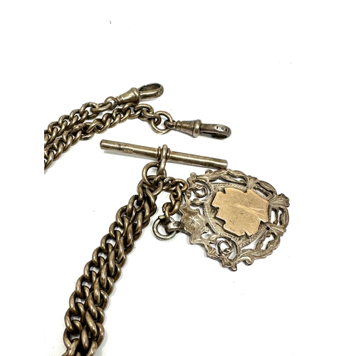 58 - Antique silver double albert watch chain & fob 58g