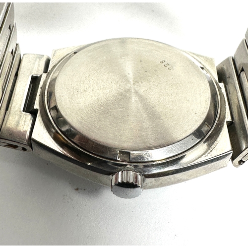 463 - vintage stainless steel gents rotary wrist watch and strap blue dial the watch is ticking