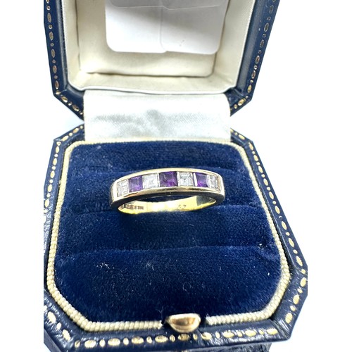 144 - 18ct gold amethyst & diamond  ring (4g)