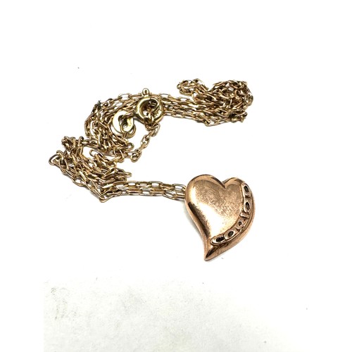 145 - 9ct rose gold  heart pendant necklace (4.3g)