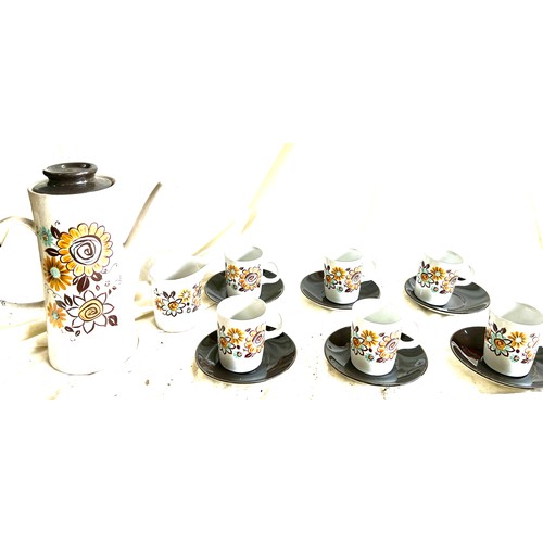 145 - Retro tea set to include 6 cups, saucers, teapot and milk jug