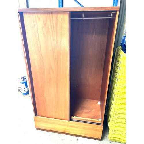 368 - Teak 2 sliding door 1 draw wardrobe measures approximately 6inches tall 40 inches wide 23 inches dep... 