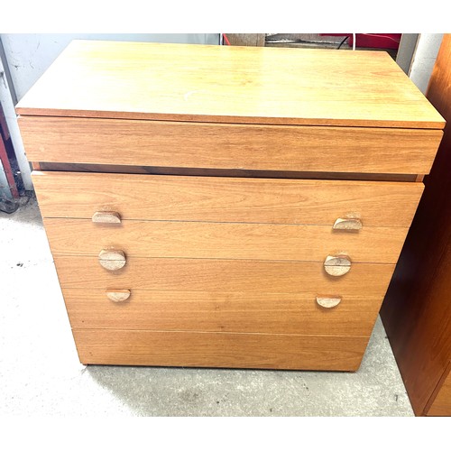 380 - 6 Drawer mid century teak chest measures approximately 35 inches tall 34 inches wide 17.5 inches dep... 