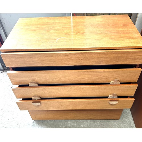 380 - 6 Drawer mid century teak chest measures approximately 35 inches tall 34 inches wide 17.5 inches dep... 