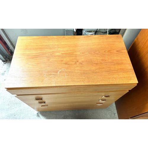 380 - 6 Drawer mid century teak chest measures approximately 35 inches tall 34 inches wide 17.5 inches dep... 