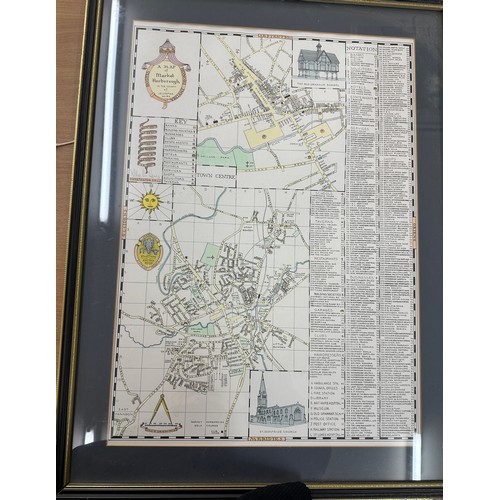 19 - Large framed map of Market Harborough measures approx 28.5 tall by 21.5 wide