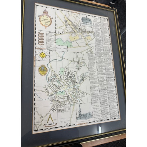 19 - Large framed map of Market Harborough measures approx 28.5 tall by 21.5 wide