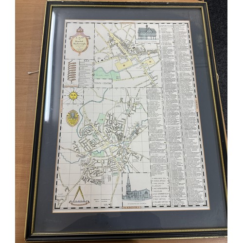 19 - Large framed map of Market Harborough measures approx 28.5 tall by 21.5 wide