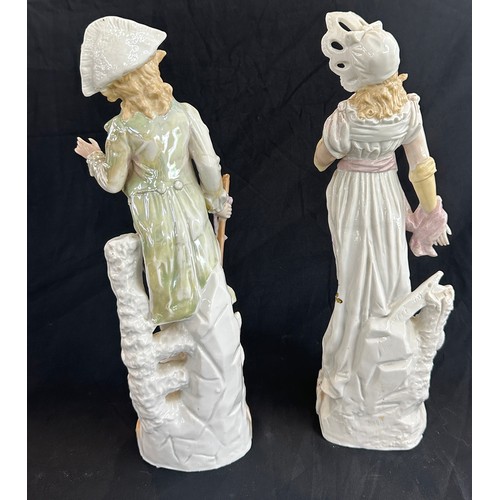 408 - Pair of Meissen style figure height approximately 12.5 inches