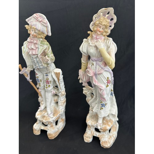 408 - Pair of Meissen style figure height approximately 12.5 inches