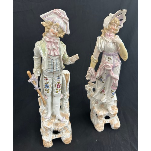 408 - Pair of Meissen style figure height approximately 12.5 inches