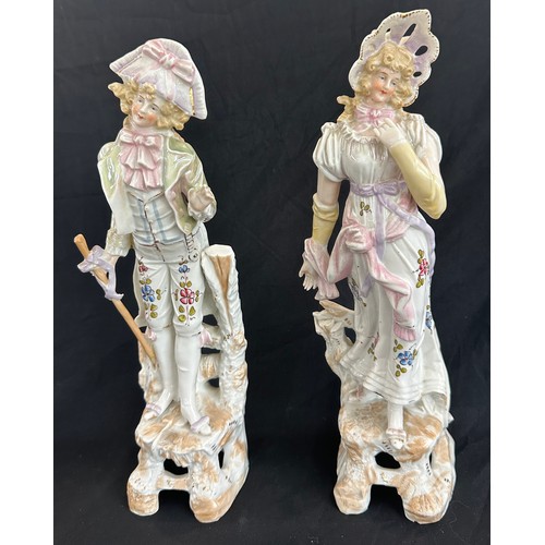 408 - Pair of Meissen style figure height approximately 12.5 inches