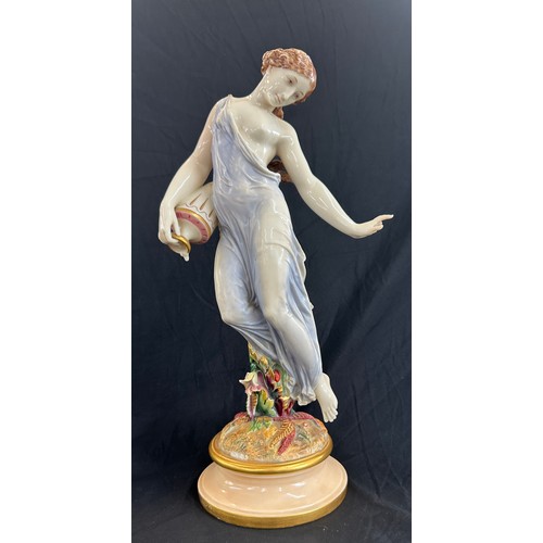 296 - Vintage Meissen style lady figure, damaged height 16 inches tall