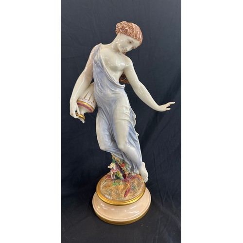 296 - Vintage Meissen style lady figure, damaged height 16 inches tall