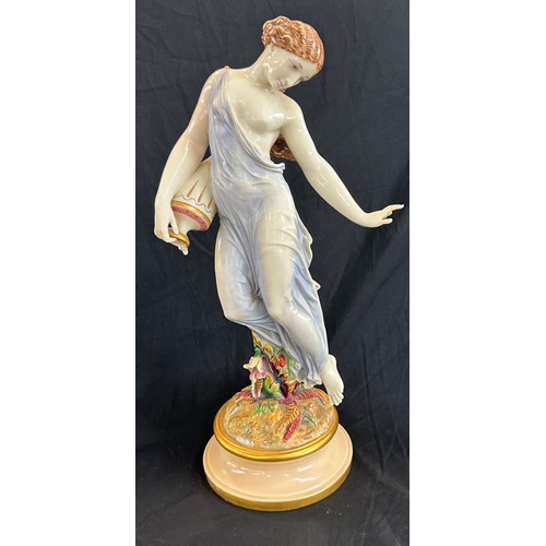 296 - Vintage Meissen style lady figure, damaged height 16 inches tall