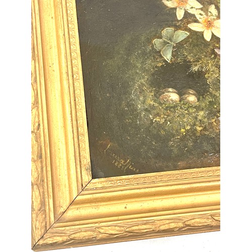 78 - Signed framed oil on canvas painting depicting flowers frame measures approximately 12 inches wide b... 