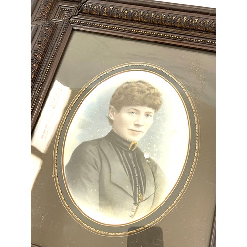 1 - Antique framed painting on glass depicting a young boy, frame measures approximately 17 inches tall ... 