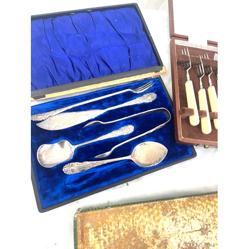 104 - Selection of boxed cutlery includes carving set etc