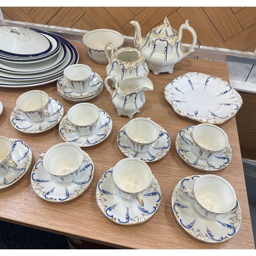 289 - Large selection of part tea and dinner services one hand painted to include meat trays, cups, saucer... 