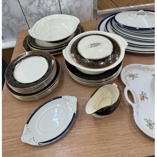 289 - Large selection of part tea and dinner services one hand painted to include meat trays, cups, saucer... 